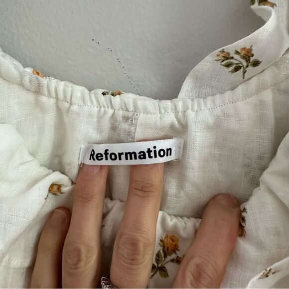 Reformation Indio Floral Dress Linen - Picture 3 of 7